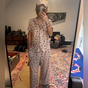 Kate Spade Light Pink Pajama Set with Black Accents